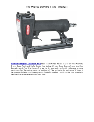 Fine Wire Staplers Online in India - Miles Kgoc