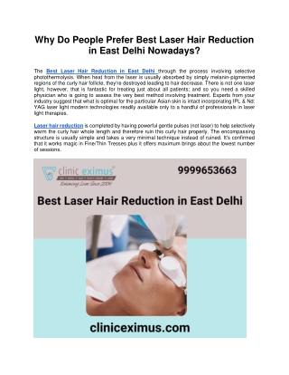 Why Do People Prefer Best Laser Hair Reduction in East Delhi Nowadays?