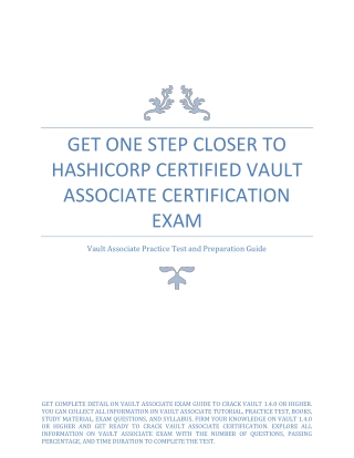 Get One Step Closer to HashiCorp Certified Vault Associate Certification Exam