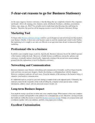5 clear-cut reasons to go for Business Stationery