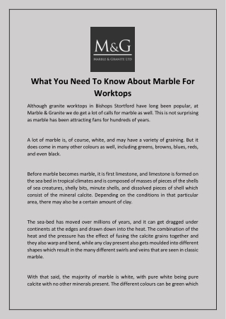 What You Need To Know About Marble For Worktops