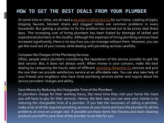 How to Get the Best Deals From Your Plumber