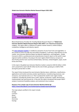 Global Juice Extractor Machine Market Research Report 2021-2025