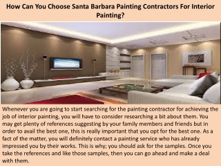 How Can You Choose Santa Barbara Painting Contractors For Interior Painting?