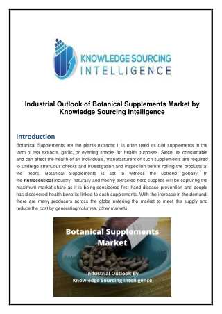 Industrial Outlook of Botanical Supplements Market