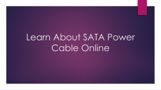 Learn About SATA Power Cable Online
