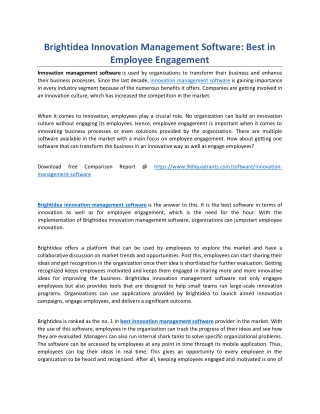 Brightidea Innovation Management Software: Best in Employee Engagement