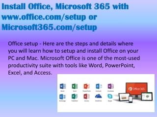 Office Setup - MS office 365 Installation and Setup