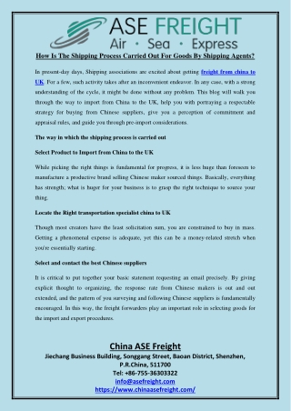 How Is The Shipping Process Carried Out For Goods By Shipping Agents?