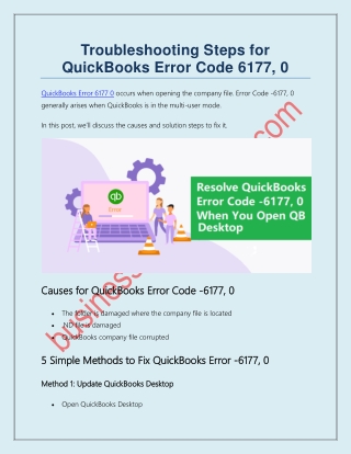 Troubleshooting Steps for QuickBooks Error Code -6177, 0?