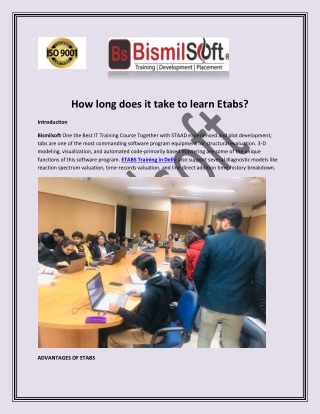 How long does it take to learn Etabs?