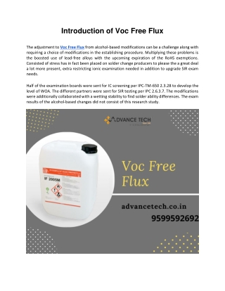 Introduction of Voc Free Flux