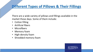 Different types of pillows and their fillings