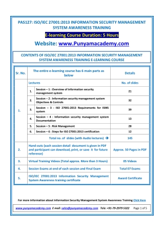 ISO 27001 Awareness Training Course