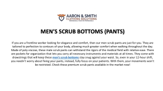 Explore premium men's scrub pants online at Aaron & Smith | 30% Off