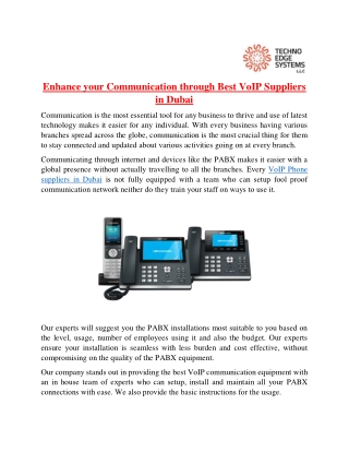 Enhance your Communication through Best VoIP Phone Suppliers in Dubai