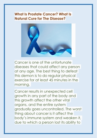 What Is Prostate Cancer? What Is Natural Cure for The Disease?