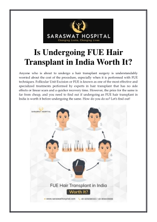 Is Undergoing FUE Hair Transplant in India Worth It?