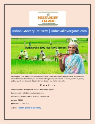 Indian Grocery Delivery | Indusvalleyorganic.com