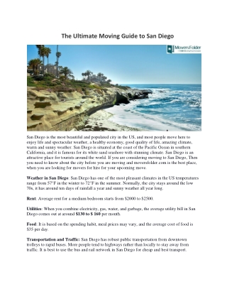 The Ultimate Moving Guide to San Diego