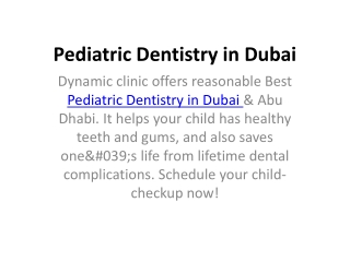 Pediatric Dentistry in Dubai