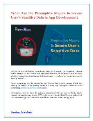 What Are the Preemptive Majors to Secure User’s Sensitive Data in App Development?