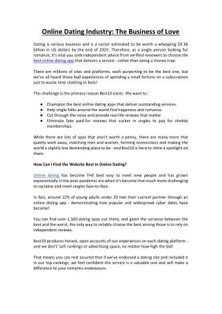 Online Dating Industry: The Business of Love