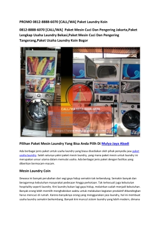 PROMO 0812-8888-6070 [CALL/WA] Paket Laundry Koin