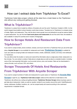 How to Scrape Hotels And Restaurant Data From TripAdvisor?