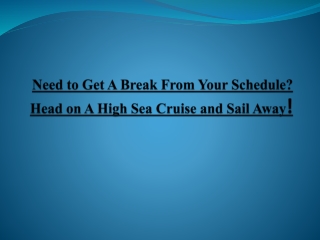 Need to Get A Break From Your Schedule? Head on A High Sea Cruise and Sail Away!