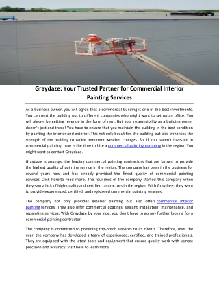 Graydaze: Your Trusted Partner for Commercial Interior Painting Services