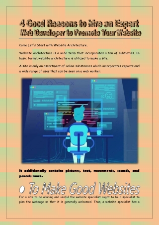 4 Good Reasons to hire an Expert Web Developer to Promote Your Website