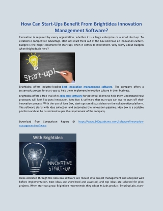 How Can Start-Ups Benefit From Brightidea Innovation Management Software?