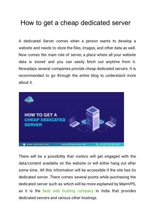 How to get a cheap dedicated server