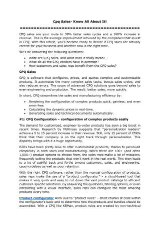 Cpq Sales- Know All About It!