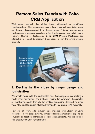 Remote Sales Trends with Zoho CRM Application