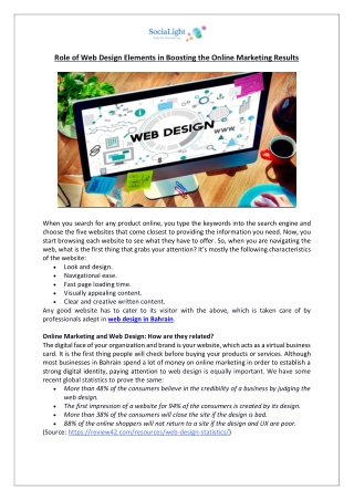 Role of Web Design Elements in Boosting the Online Marketing Results