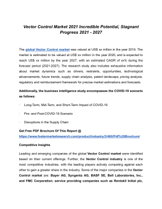 Vector Control Market To Witness Astonishing Growth With Key Players