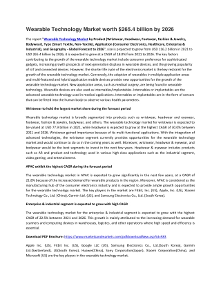 Wearable Technology Market by Product, Application | COVID-19 Impact Analysis | MarketsandMarkets