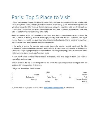 Paris Top 5 Place to Visit