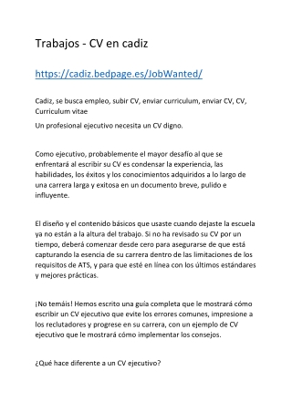 Trabajos - CV en cadiz