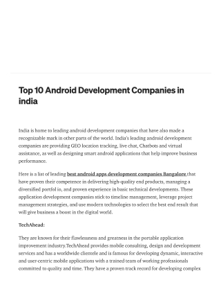 Top 10 Android Development Companies in india