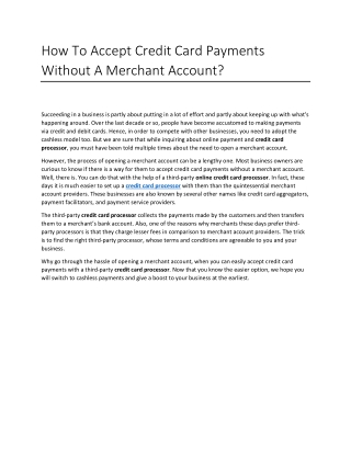 How To Accept Credit Card Payments Without A Merchant Account?