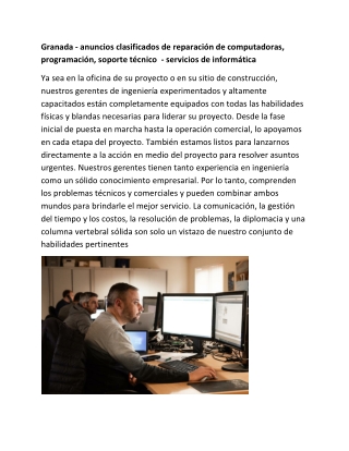 Granada - anuncios clasificados de reparación de computadoras, programación, soporte técnico  - servicios de informática