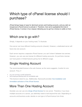 Which type of cPanel license should I purchase?