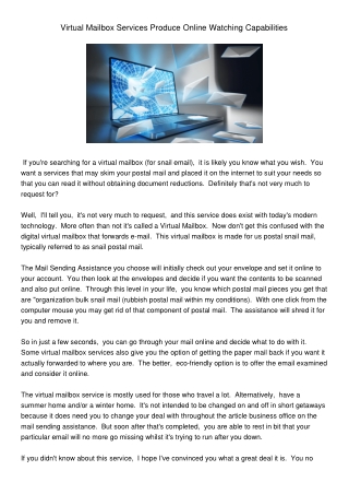 VirtualMailboxServicesProduceOnlineWatchingCapabilities