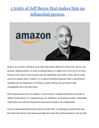 5 traits of Jeff Bezos that makes him an influential person.