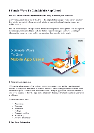 5 Simple Ways To Gain Mobile App Users!