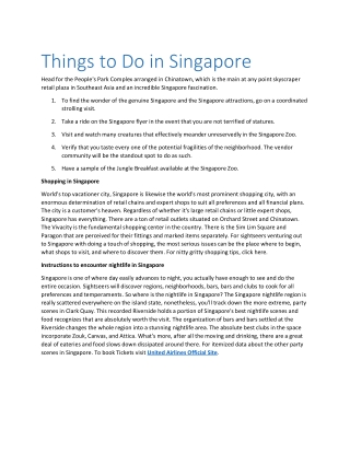 Things to Do in Singapore