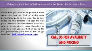 Make your Audi Best in Performance with the Perfect Performance Parts